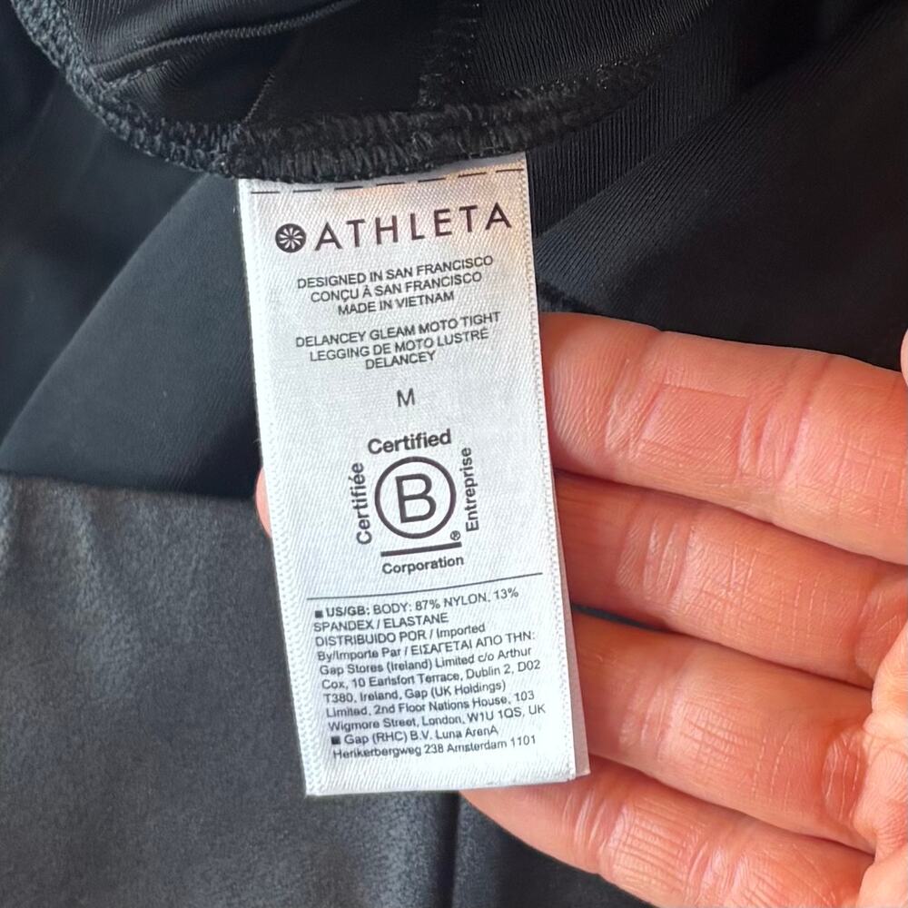 Athleta Delancey Gleam Moto Tights Leggings Black Ankle Zip Womens Size Medium - Picture 7 of 9